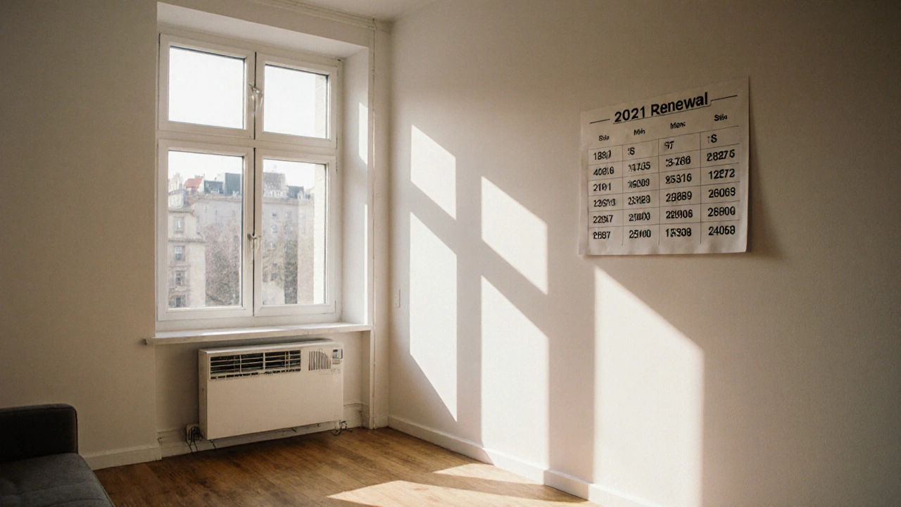 Helle, moderne Wohnung mit Wärmepumpe und Mieter, der einen Mietvertrag unterschreibt