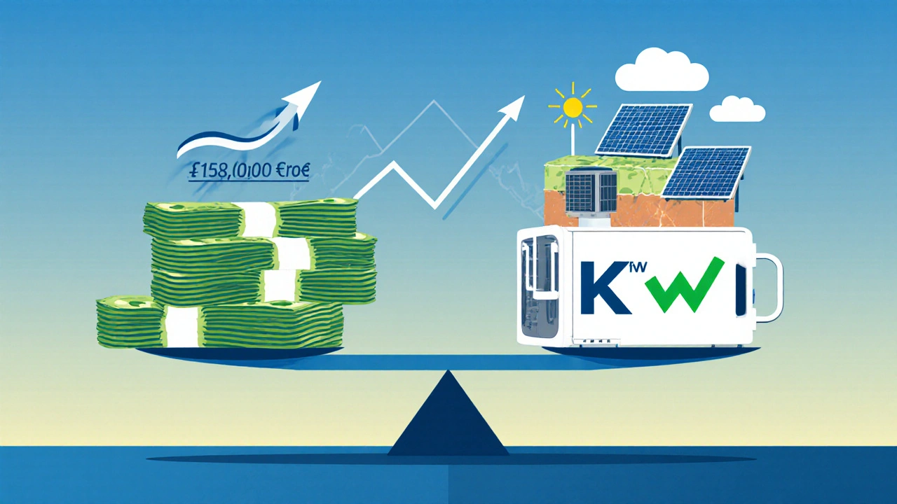 Finanzielle Waage: KfW-Zuschuss reduziert Darlehensschuld durch Energieeffizienz.