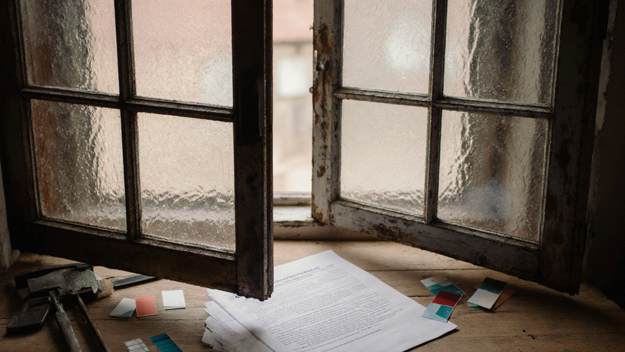 Historisches Holzfenster mit speziellem Isolierglas wird in den originalen Rahmen eingesetzt.