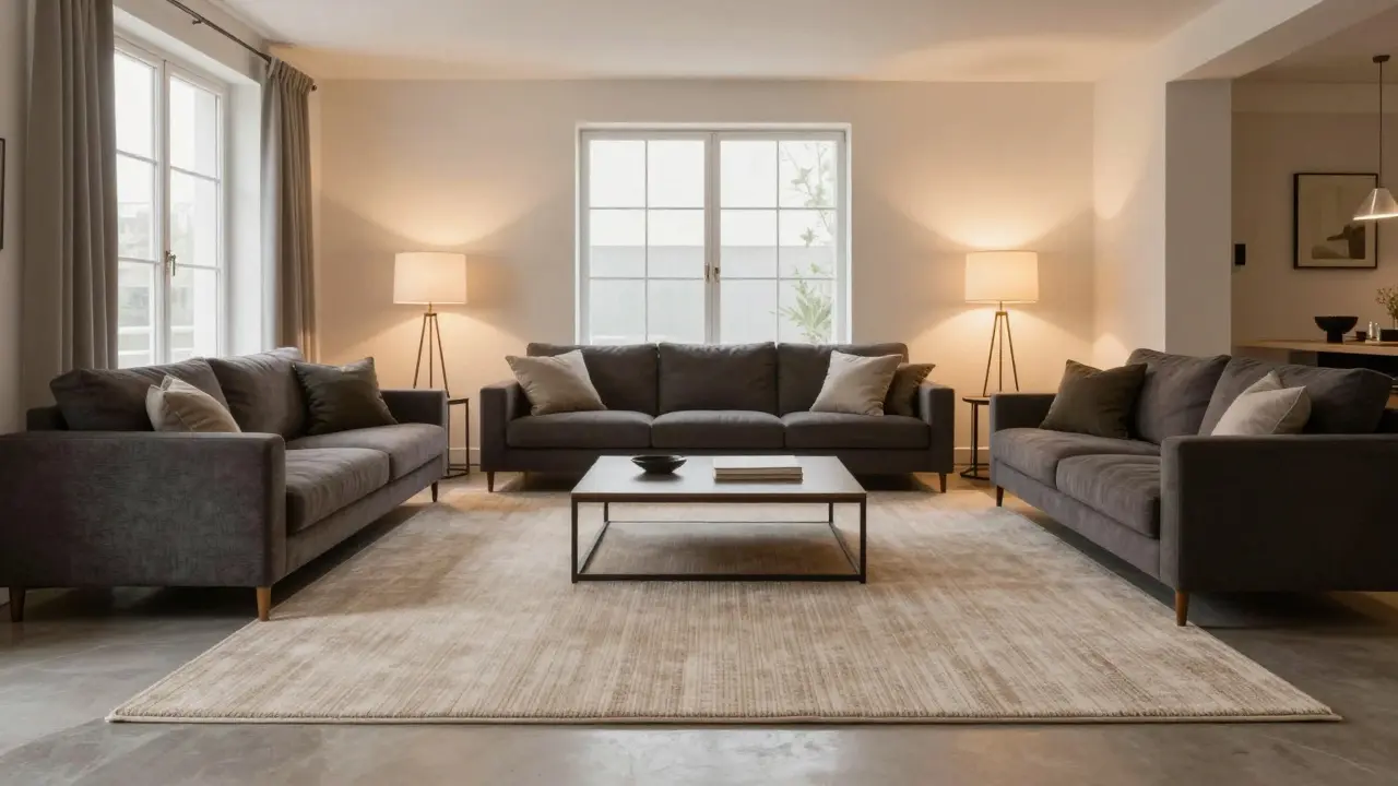 Teppich im Wohnzimmer richtig platzieren: Unter Sofa, Sessel und Couchtisch - Die besten Regeln für jede Raumgröße