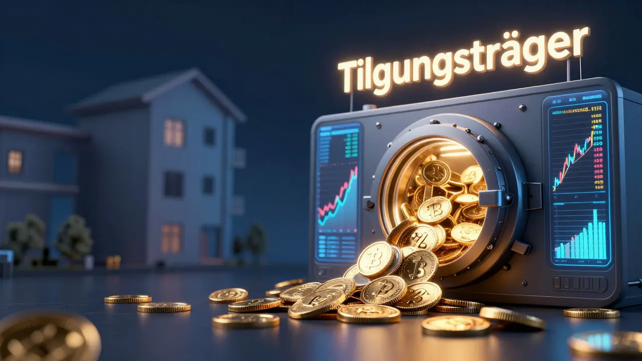 Ein digitaler Tresor, der Goldmünzen und Wertpapiere als Tilgungsträger sammelt