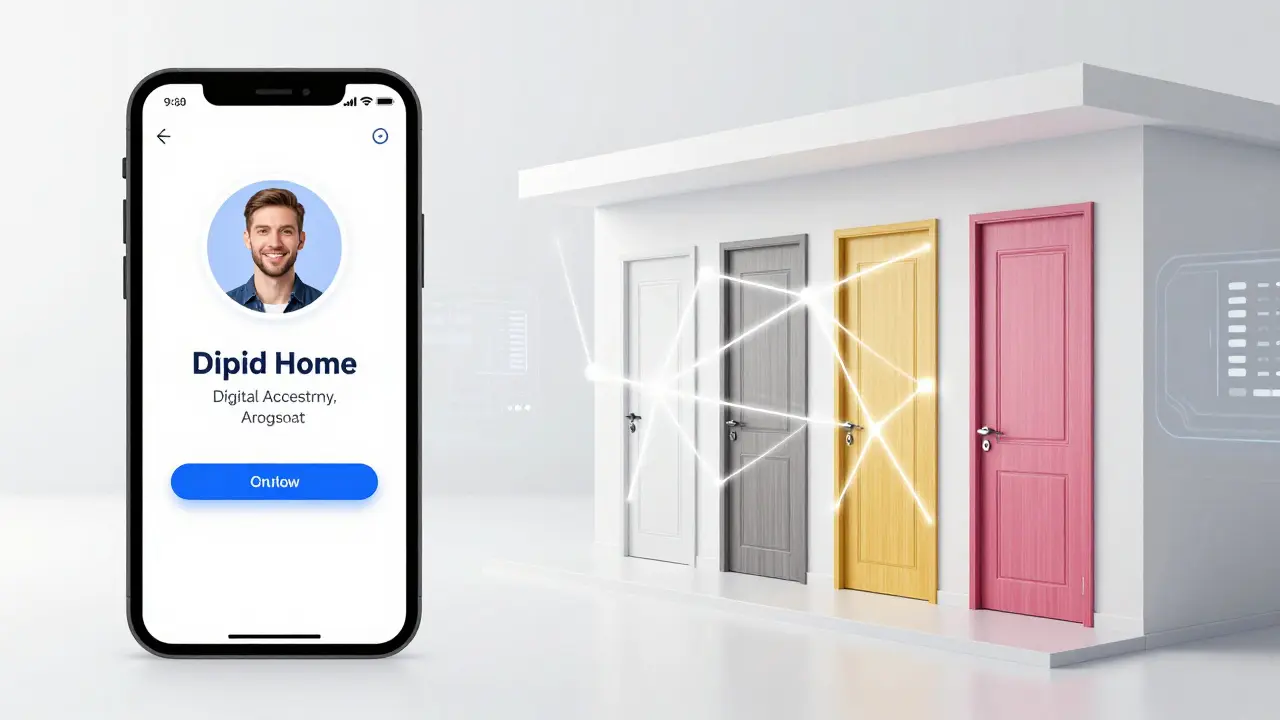 Smartphone-App zur Verwaltung von digitalem Zutritt in einem vernetzten Haus.