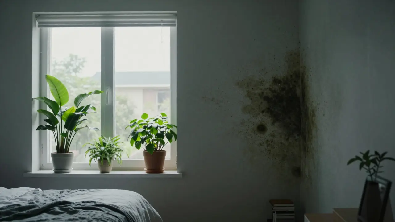 Contrast between fresh healthy air and mold growth in a room