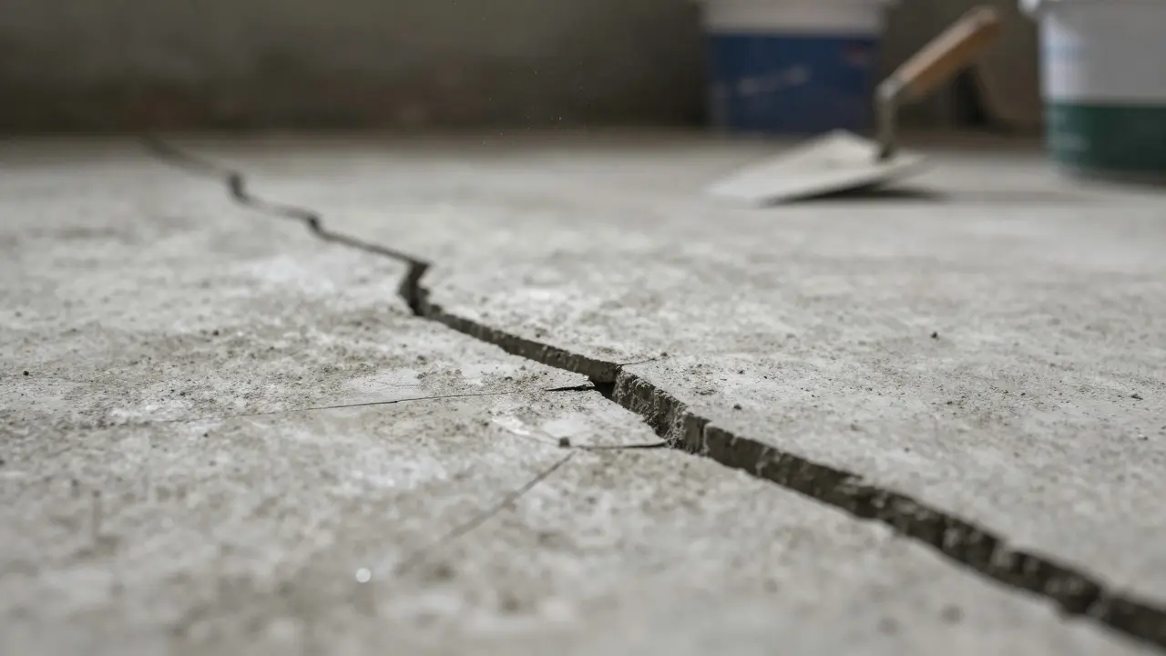 Riss im Estrichboden als Symbol für handwerkliche Laienfehler.
