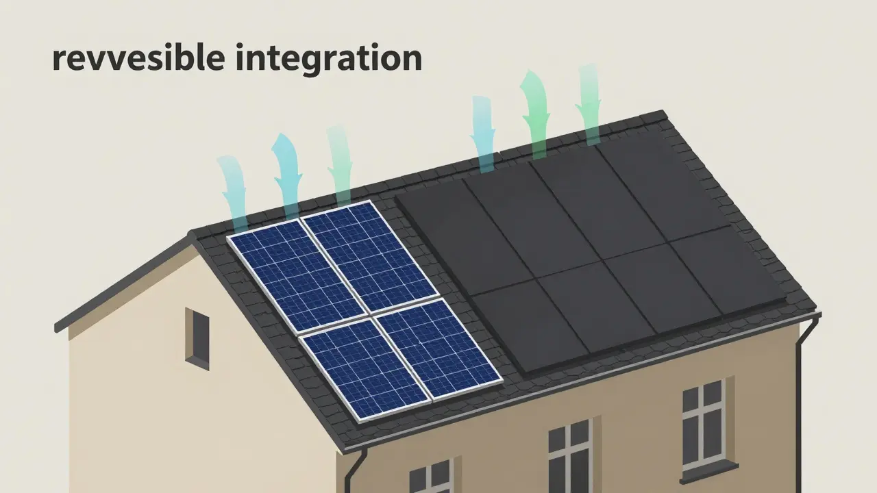 Vergleich von sichtbaren und nahtlos integrierten Solarmodulen auf historischen Dächern
