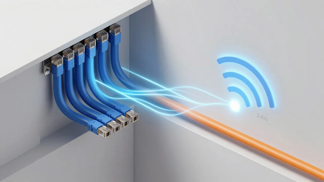 Vergleich von verkabelter KNX-Infrastruktur und drahtlosem WLAN-Mesh-Netzwerk