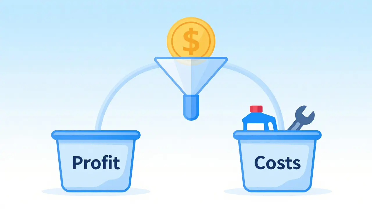 Minimalist illustration showing income split into profit and costs
