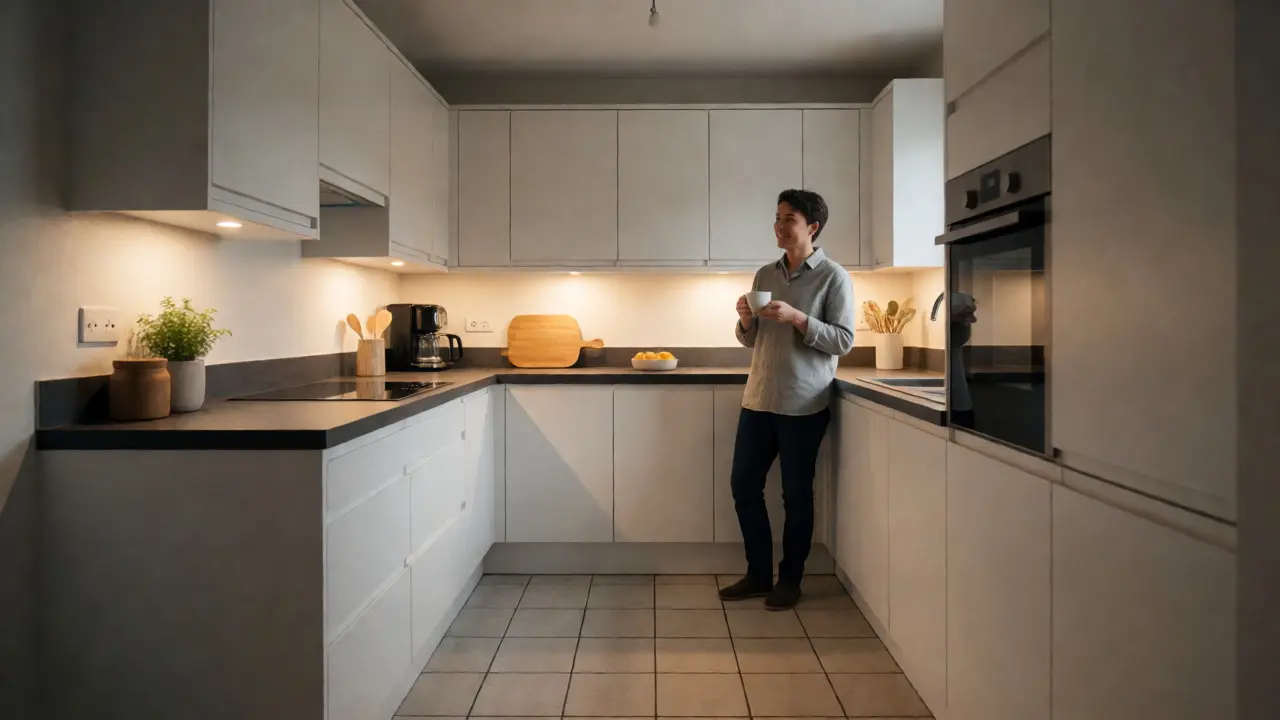 Fertig renovierte Küche mit modernen Fronten und Platte