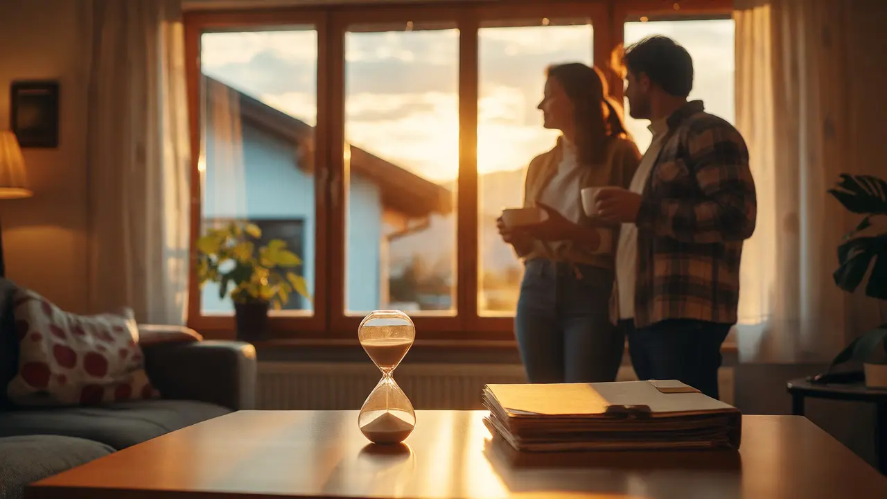 Glückliches Paar in neuem Zuhause nach erfolgreichem Immobilienkauf