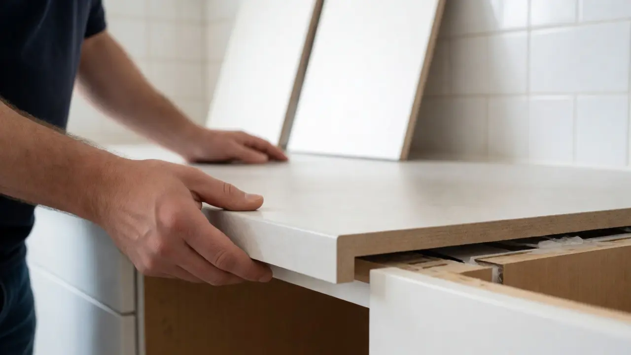 Installation einer neuen Arbeitsplatte auf alte Schränke
