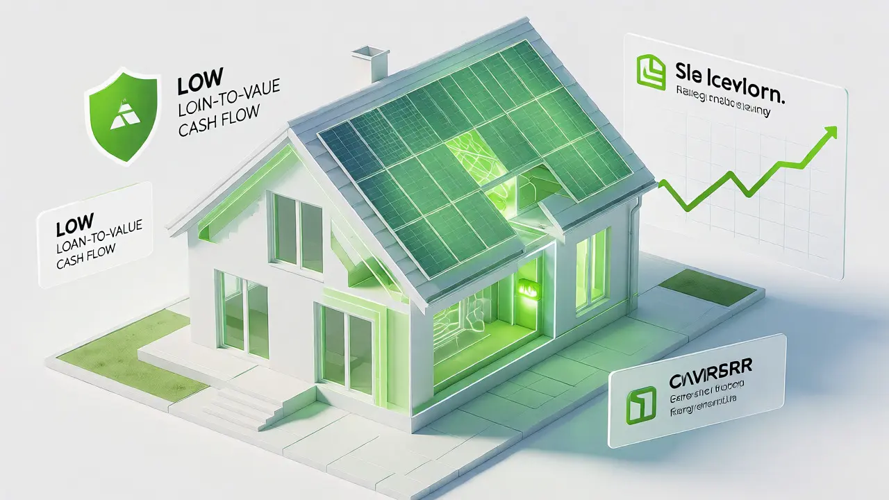 3D-Modell eines energieeffizienten Hauses mit Finanzsicherheit