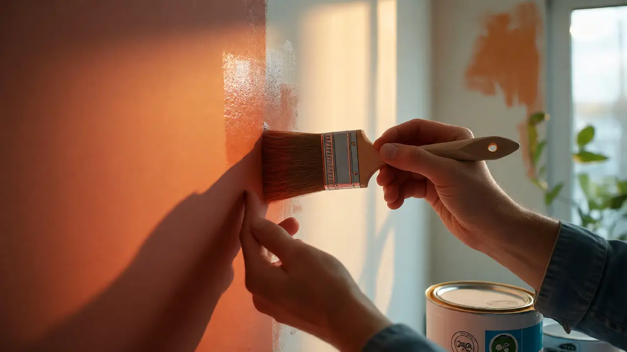 Nahaufnahme beim Testen von Wandfarben unter verschiedenen Lichtbedingungen
