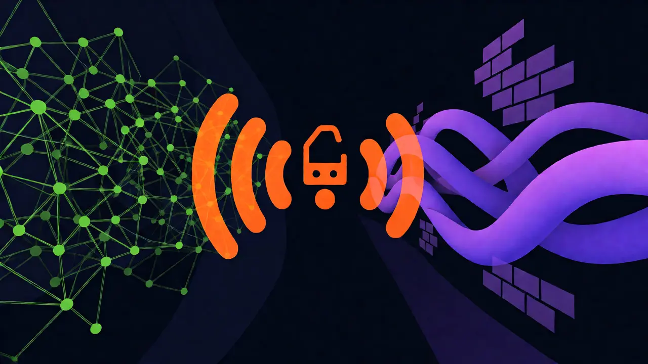 Visuelle Darstellung von Zigbee, WLAN und Z-Wave Netzwerktechnologien
